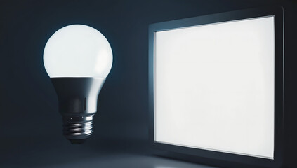 Lightbulb illuminating blank canvas
