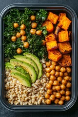 Prepared lunch box with varied wholesome foods.