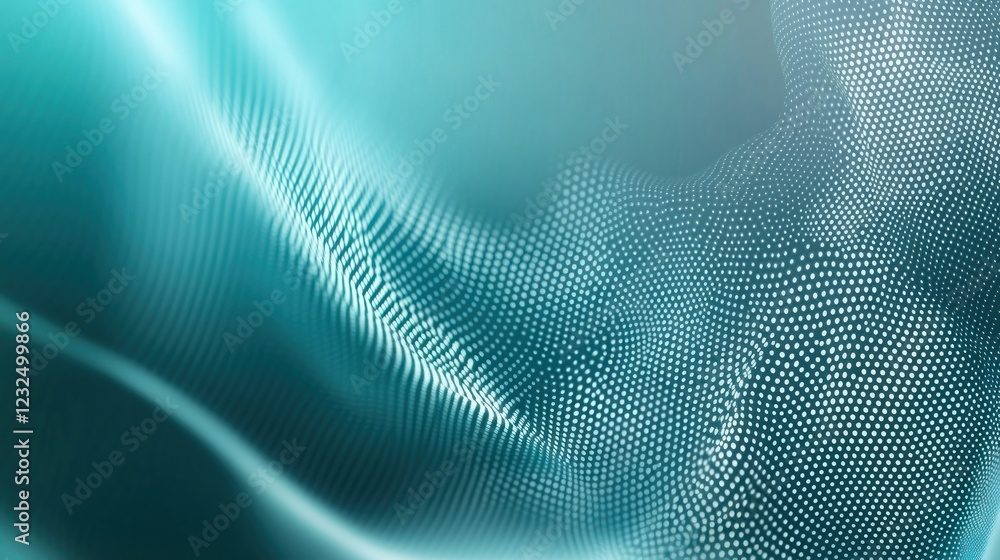 Poster abstract teal wave of digital particles: a stunning visualization of data flow and connectivity