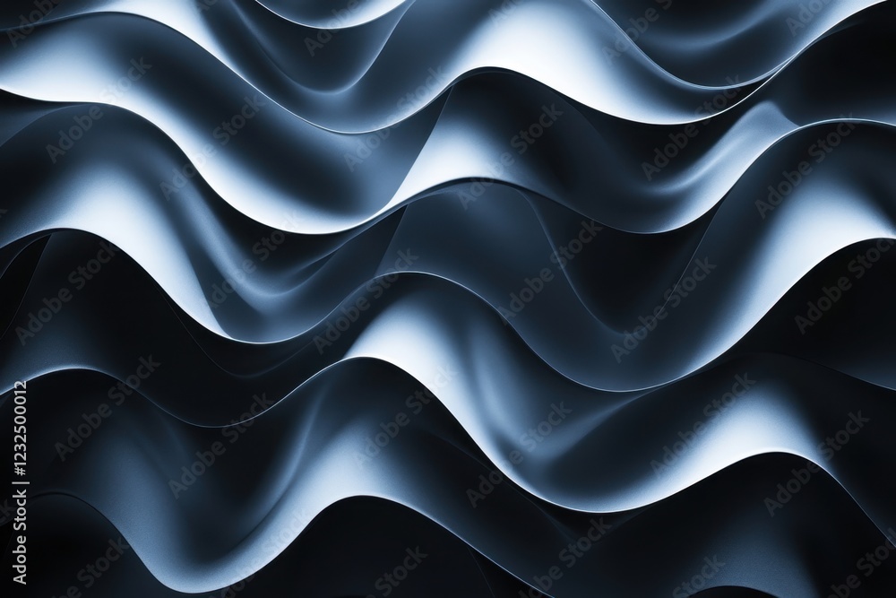Aufkleber textured waves of dark fabric flowing in dynamic patterns under soft lighting