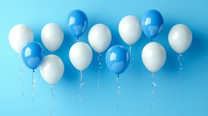 Balloons Birthday Card with Blue and White Balloons