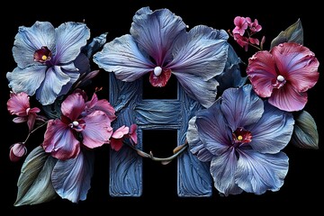 A creatively designed H with flowers and leaves, an artistic way to personalize a special occasion or message