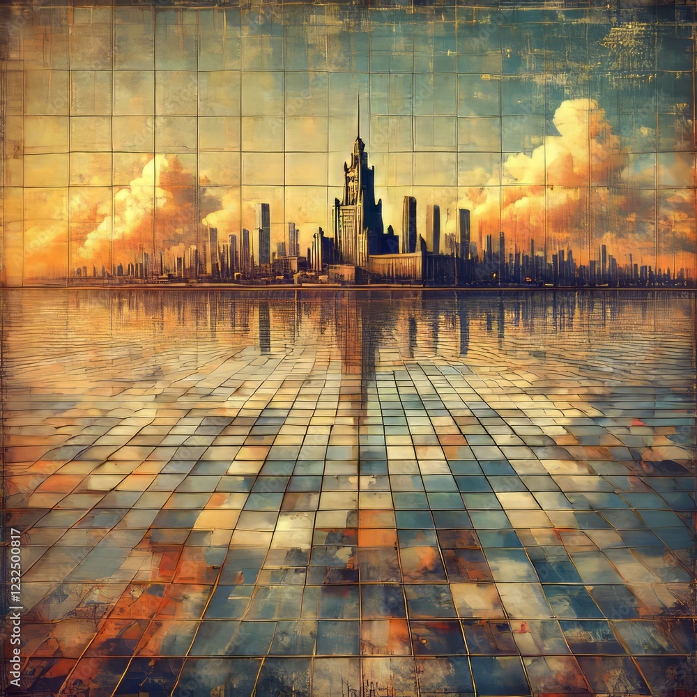 Poster grunge grid a worn textured grid with subtle color variations ev