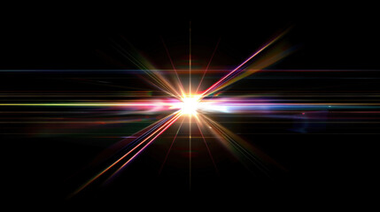 prism light lens flare effect on black background