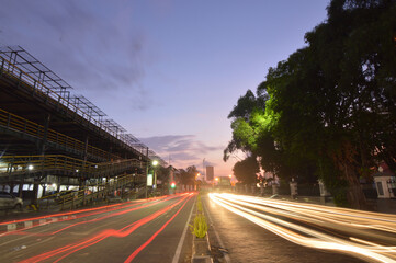 motion blur traffic in the city at night