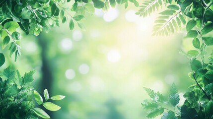 Obraz premium Elegant outdoor party template with lush green foliage background. Perfect for wedding invitations, summer cards, and save-the-date announcements.