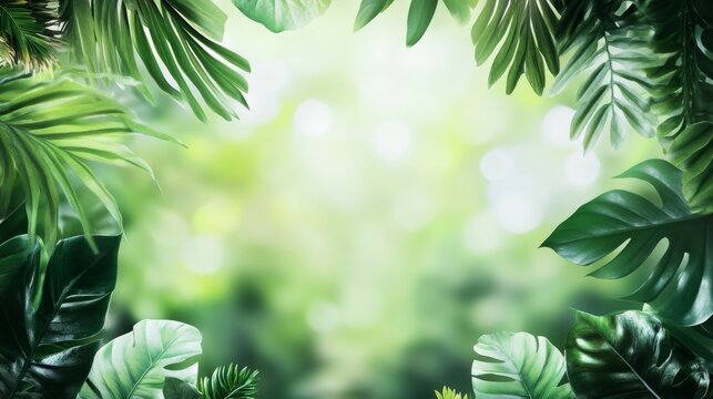 Elegant outdoor party template with lush green foliage background. Perfect for wedding invitations, summer cards, and save-the-date announcements.