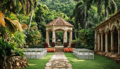 With a serene tropical backdrop, special occasions are adorned with a neutral setting