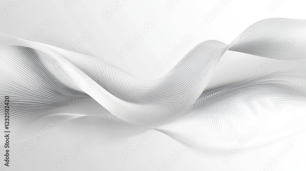 Poster gradient white and gray wave pattern on a light background. represents abstract digital technology a