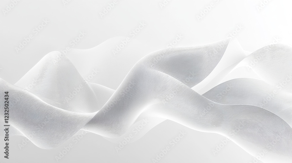 Poster gradient white and gray wave pattern on a light background. represents abstract digital technology a