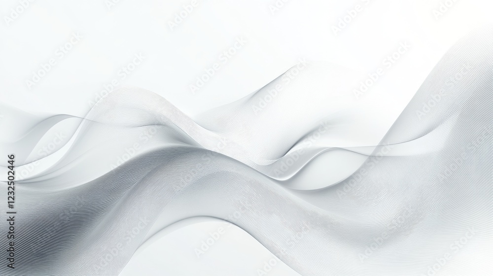 Poster gradient white and gray wave pattern on a light background. represents abstract digital technology a