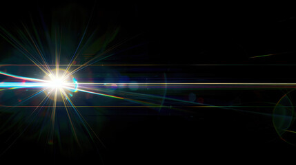 prism light lens flare effect on black background
