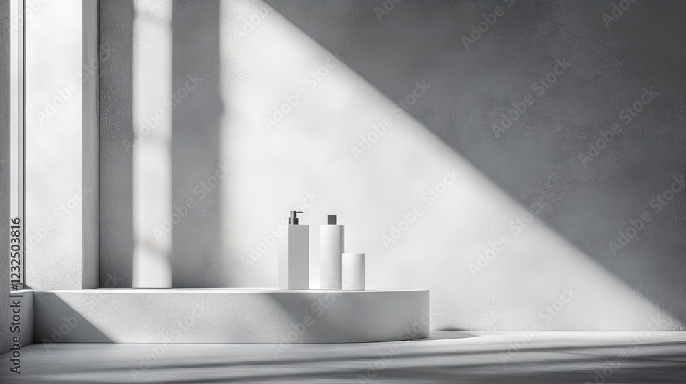 Poster showcase your product on a stylish gray backdrop with realistic shadows and window lighting, enhanci