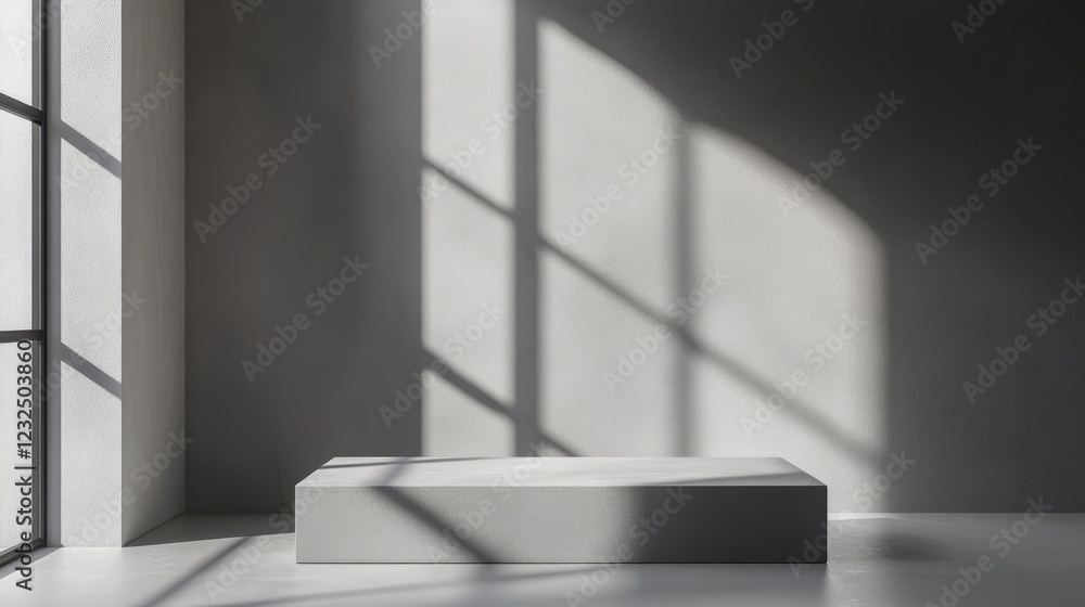 Poster showcase your product on a stylish gray backdrop with realistic shadows and window lighting, enhanci