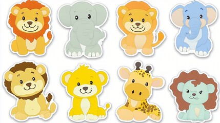 Cute safari animals illustration, ideal for children's books