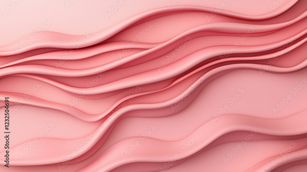 Poster soft curved lines in gentle pink tones for abstract background design