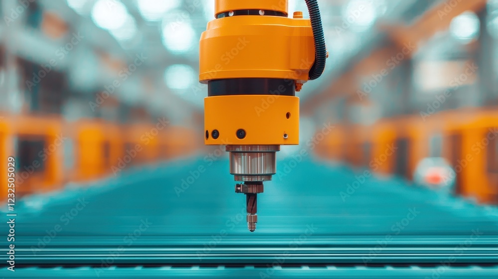 Aufkleber robotic arm engaged in precision milling process in factory setting