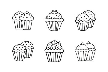 muffins icon line art vector illustration