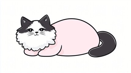 Fluffy cat, pink sweater, white background, pet illustration