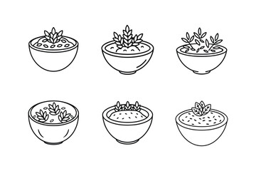 oatmeal icon line art vector illustration