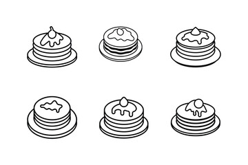 pancakes line art vector illustration