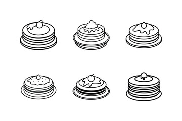 pancakes icon line art vector illustration