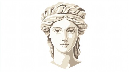 Greek Head of Woman Flat Vector Illustration for Creative Projects