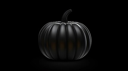 Spooky Halloween Black Pumpkin: Flat Vector Illustration for Festive Designs and Decorations