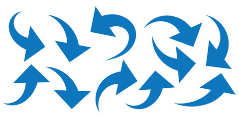 long blue flat design arrow pointing right icon vector illustration