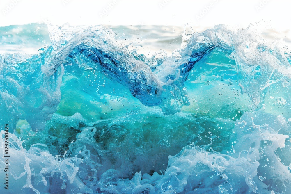 Poster a vibrant splash of blue ocean waves, creating a dynamic and refreshing scene filled with energy and