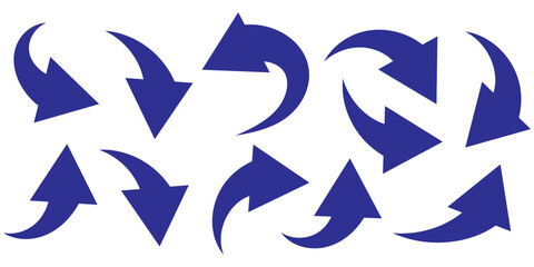 Black arrows icon vector set. Bold arrow symbol curved flat design isolated