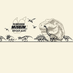 Vector illustration of dinosaur silhouettes with inspirational slogans, fun and playful design for children
