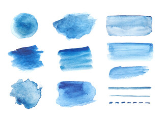 Realistic Blue Watercolor Texture Elements