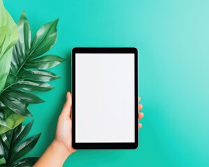 A tablet screen displaying a prototype of a travel app, with swipeable cards for destinations