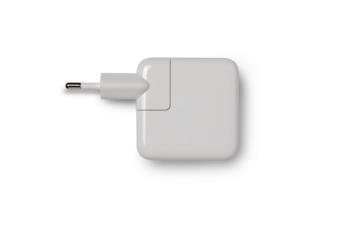 Top view of blank wall charger plug isolated