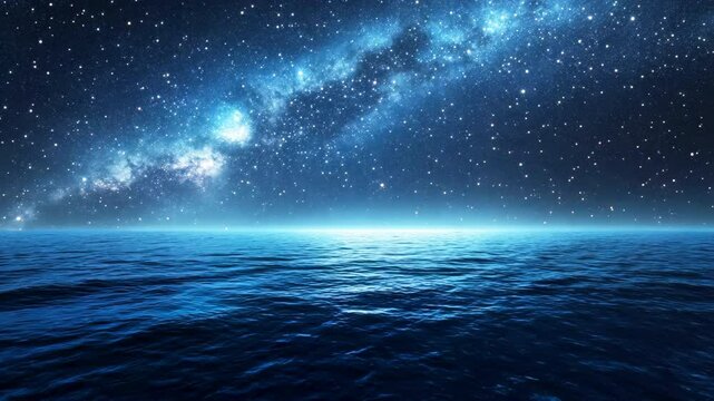 Cosmic Ocean View with a Stunning Starry Background - made with Generative AI