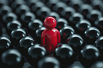 Red and black figures symbolizing insider threats within a crowd