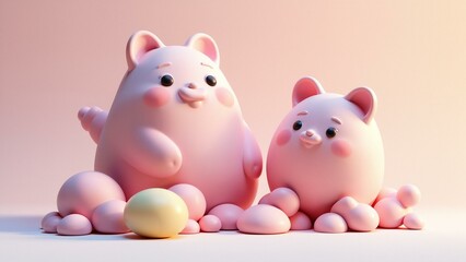 A whimsical scene featuring clay-like elements in soft pastel hues, layered to create depth and dimensionality.
