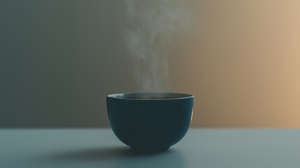 Steam Rising From Bowl Against Soft Backdrop in Warm Light