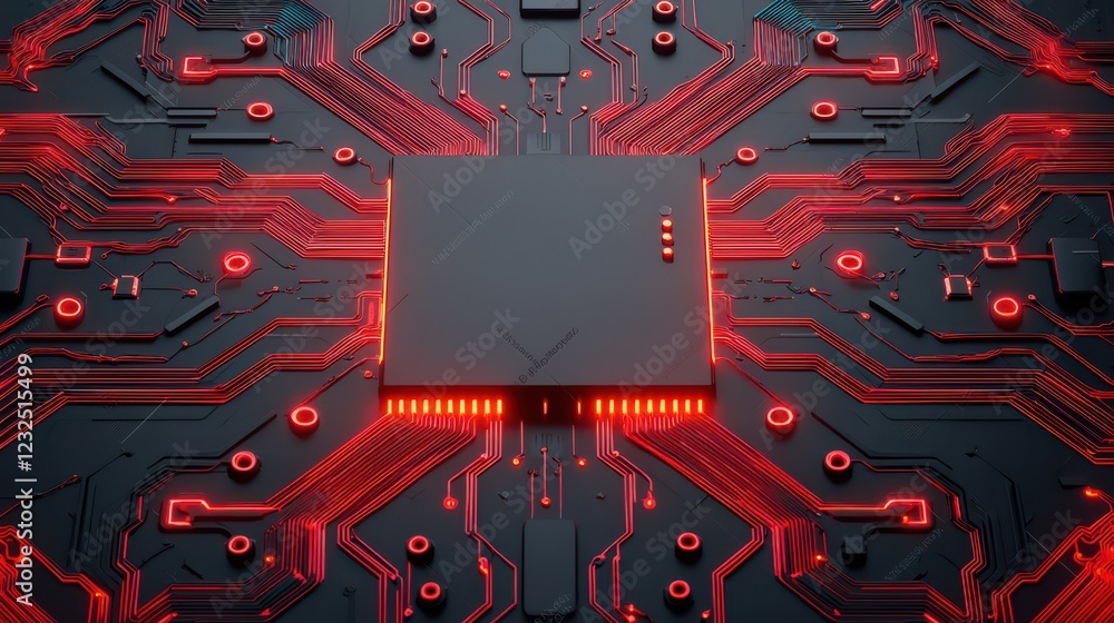 Poster abstract technology background with circuit board and chip design