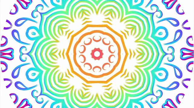 caleidoscope classic gradient circle flower art pattern of traditional tenun batik ethnic dayak ornament for animation ads	