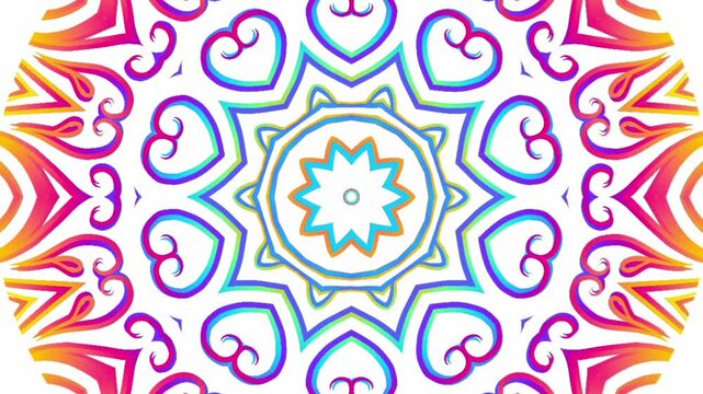 caleidoscope classic gradient circle flower art pattern of traditional tenun batik ethnic dayak ornament for animation ads	