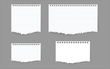 Stationery set with blank note pages and ripped edges. Perfect for diaries, notebooks, and customizable office mockups.