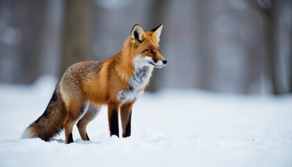 Obraz premium Red Fox in Winter Snow Scene