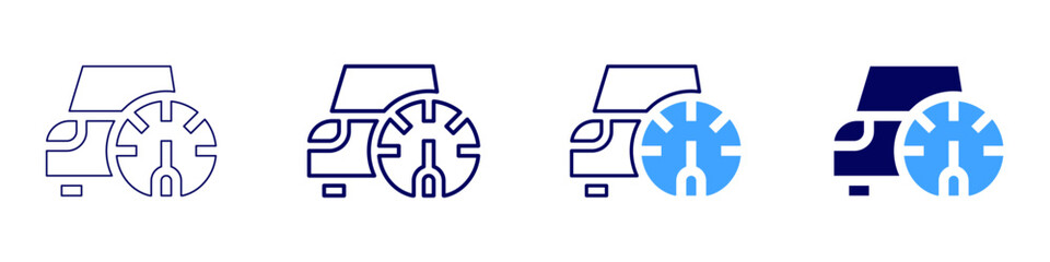 Car speedometer icon in 4 different styles. Thin Line, Line, Bold, and Bold Line. Duotone style. Editable stroke