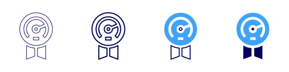 Recalibrating speedometer icon in 4 different styles. Thin Line, Line, Bold, and Bold Line. Duotone style. Editable stroke