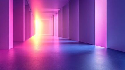 Colorful Modern Abstract Corridor with Light and Shadows. Generative AI