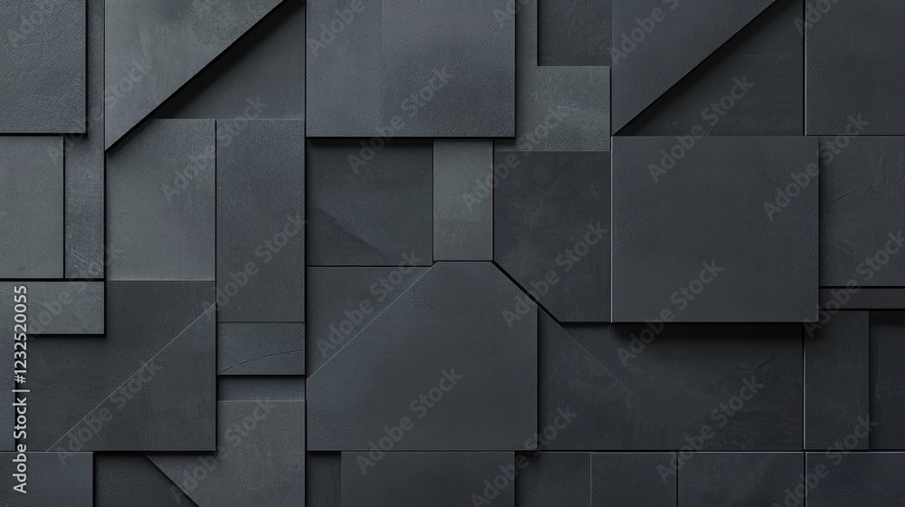 Aufkleber black geometric abstract background. minimal dark gray polygon pattern with different geometric shap