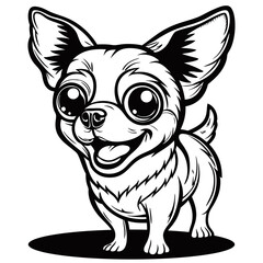 Cute Happy Small Dog Chihuahua. Animal Vector Graphic Art Illustration