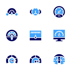 Speedometer icon set. Bold style. Duotone colors. speedometer, speed, performance